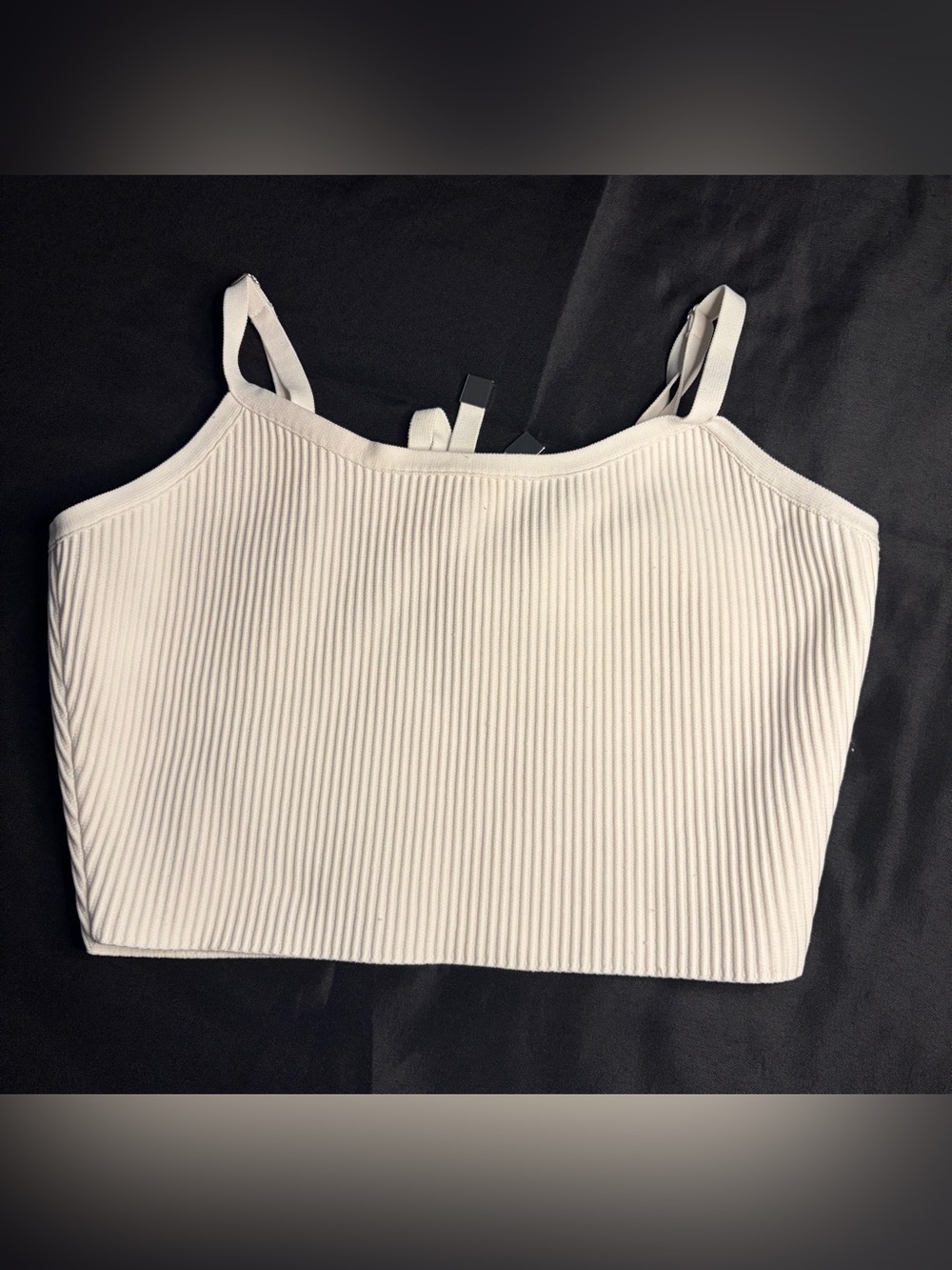Forever 21 White Ribbed Crop Cami Top Size Large